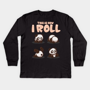 This Is How I Roll Panda Pun Kawaii Little Bear Kids Long Sleeve T-Shirt